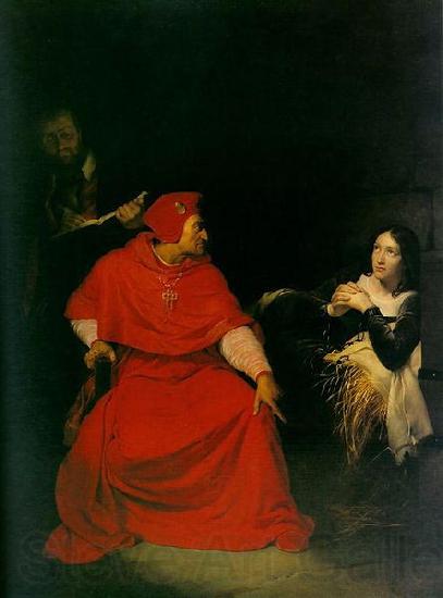 Paul Delaroche Joan of Arc is interrogated by The Cardinal of Winchester in her prison. Germany oil painting art